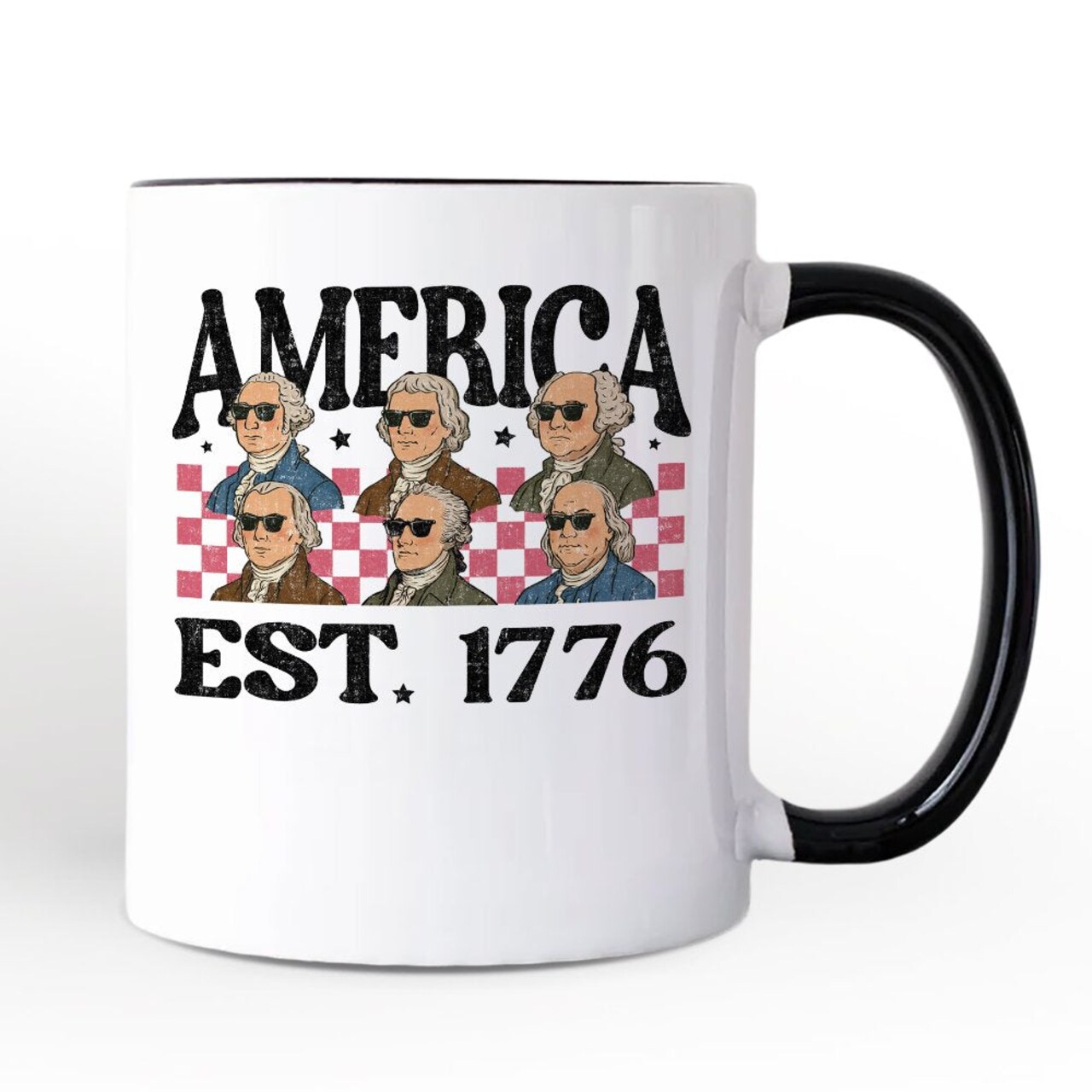 America Est 1776 Founding Fathers Vintage Mug, Retro Patriotic Gift